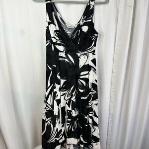 Jams World Black and White Sleeveless V-Neck Midi Sundress size Large
